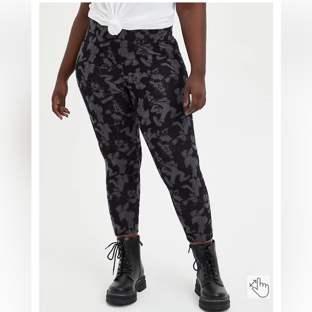 TORRID CROP LEGGING DISNEY MICKEY & FRIENDS BLACK GREY 1X 2X 3X